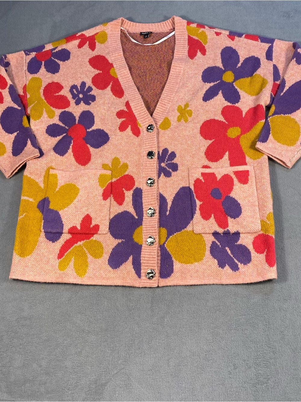 Torrid women’s Pink Floral V-Neck Button Up Cardigan Knit Sweater, size 2 (2X)